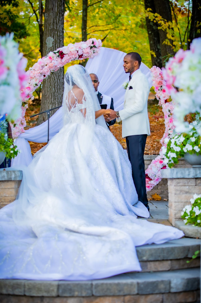 Congolese bride and groom at the wedding ceremony at the Radisson hotel in Nashua, NH