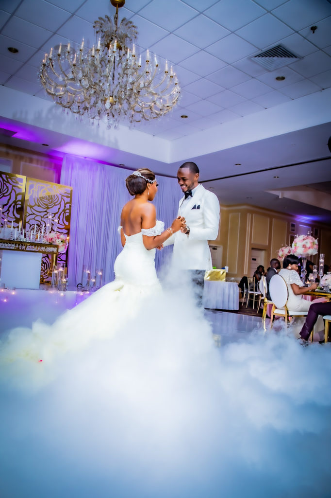 Congolese bride and groom first dance at wedding reception in the Radisson hotel in Nashua, NH