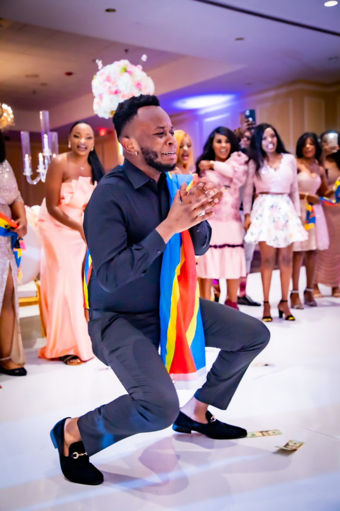 Guests dancing at congolese wedding reception in Nashua, NH