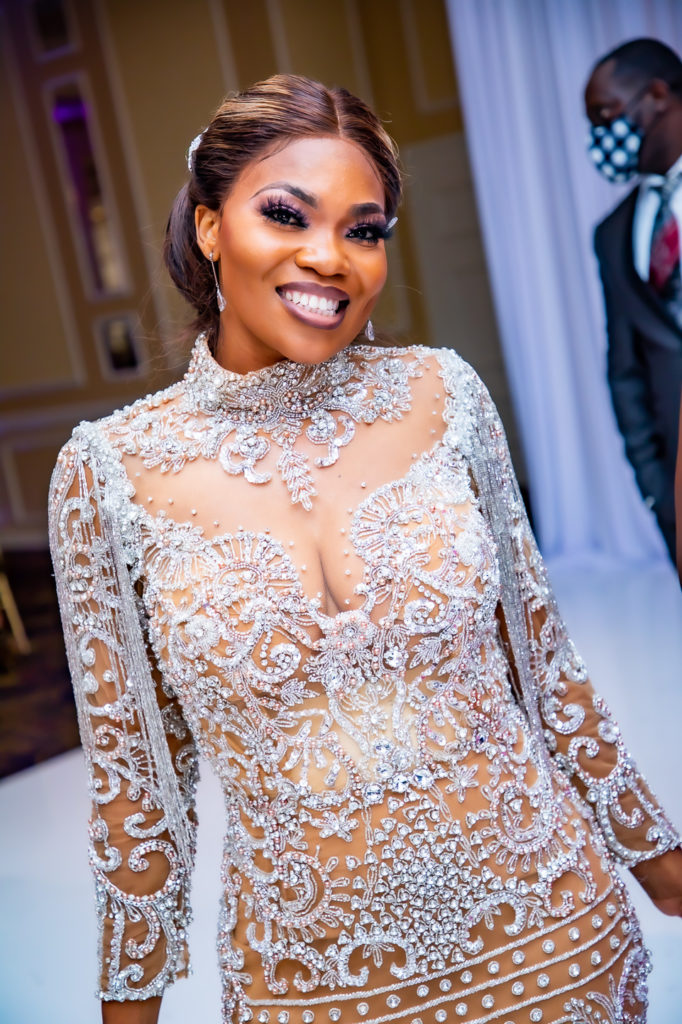 Congolese bride after change of clothes at wedding reception at the Radisson Hotel in Nashua, NH