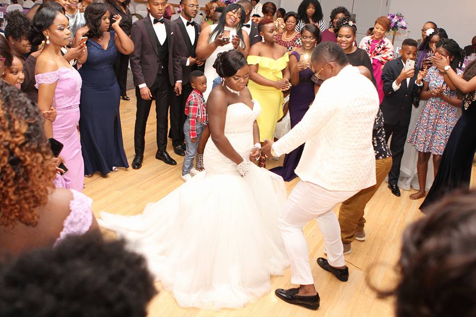 Congolese bride and groom dancing at wedding reception in Peabody, MA