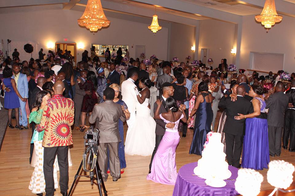 Congolese bride and groom dancing at wedding reception in Peabody, MA